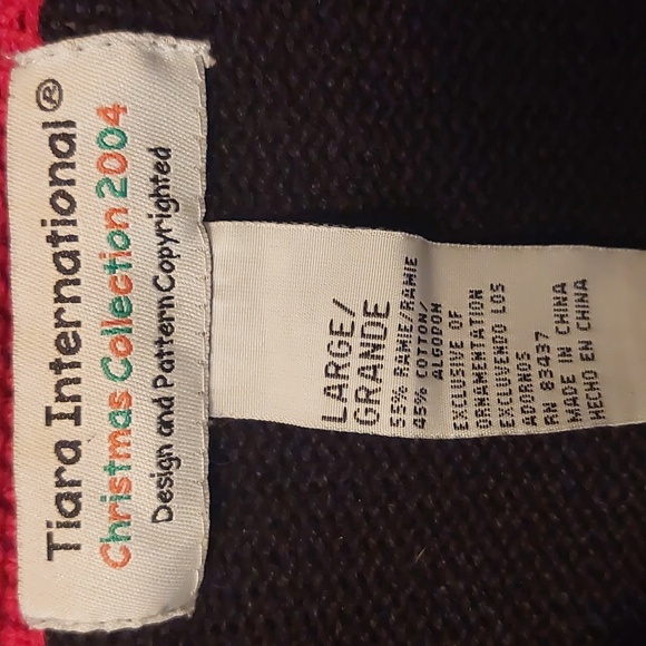 Tiara International Black Christmas Holiday Button Front Sweater 2004 Sz L - Picture 5 of 17